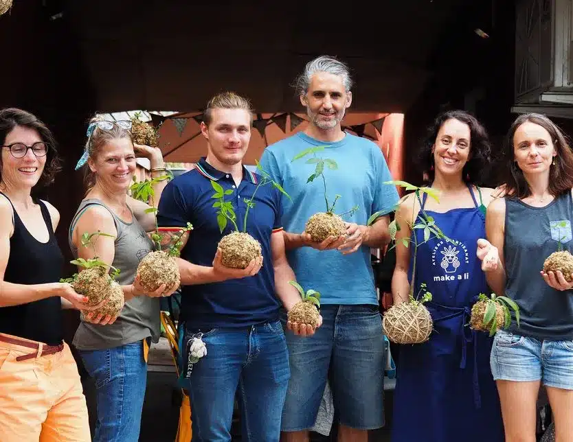 Atelier kokedama à La Réunion
