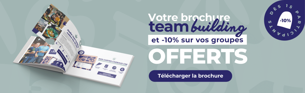 Bannière team building brochure avec bouton